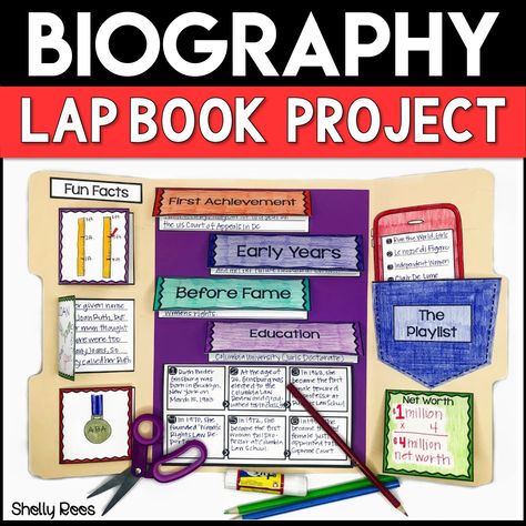 If you've ever wondered how to make a lap book, today's your day! You'll learn how to make a lapbook with your 2nd, 3rd, 4th, 5th, or 6th grade classroom and home school students. Plus you get a FREE book report lapbook template when you sign up for our mailing list. This is a great "how-to" blog post that allows your students to create a complete DIY project. It's great for helping students meet their reading goals withOUT a boring book report. Grab this freebie now! #lapbook #homeschool #... Biography Lapbook, Biography Report Template, 6th Grade Classroom, Biography Report, Book Report Projects, Biography Projects, Lap Book Templates, Biography Project, Interactive Notes