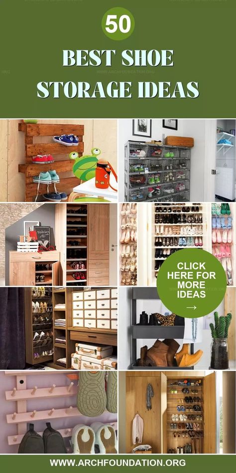 50 Clever Tips to Declutter and Organize Your Shoes Attractive Shoe Storage, Best Shoe Storage Ideas, Best Shoe Storage, Shoe Organization Small Space, Wall Shoe Storage, Shoe Shelf In Closet, Shoe Organization Diy, Shoe Storage Ideas, Wood Shoe Storage