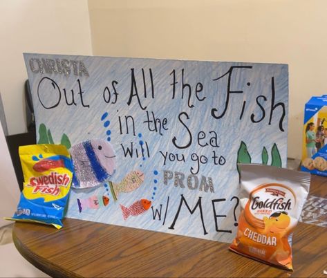 it worked 😈 Out Of All The Fish In The Sea Promposal, Fish Promposal, Fishing Promposal, Hoco Signs, Homecoming Poster, Homecoming Poster Ideas, Promposal Ideas, Dance Posters, Homecoming 2024