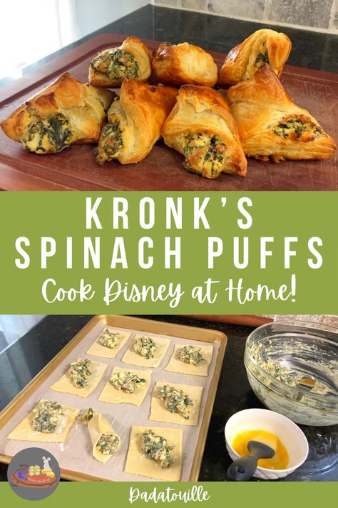 Kronks Spinach Puff, Emperors New Groove Birthday Party, Fictional Food Recipes, Themed Food Nights, Emporers New Groove Food, Disney Themed Recipes, Emperors New Groove Food, Movie Themed Food Ideas, Disney Movie Recipes