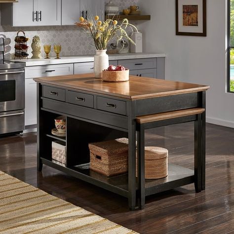 Ronda Two-Tone Antique Finish Extendable Kitchen Island with 3 Drawers - On Sale - Bed Bath & Beyond - 40261487 Extendable Kitchen Island, Kitchen Remodel Design, Antique Finish, Kitchen Remodel, Bed Bath Beyond, Bed Bath, Kitchen Island, Two Tone, Bed Bath And Beyond