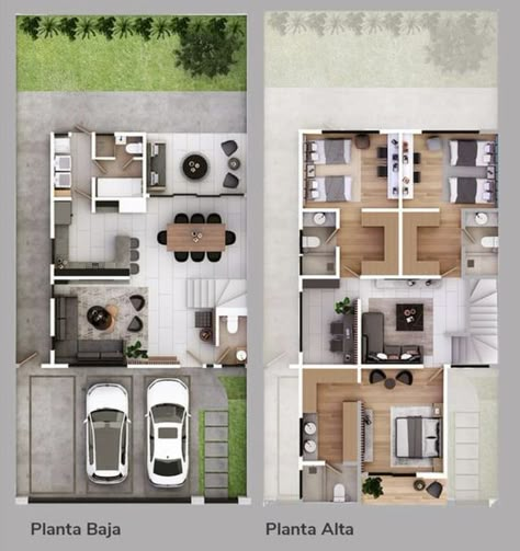 7x15 House Plan, Plan Interior Design, Small House Blueprints, Small Modern House Plans, 2d Floor Plan, 3d Floor Plans, 3d Floor Plan, Tiny House Layout, House Floor Design