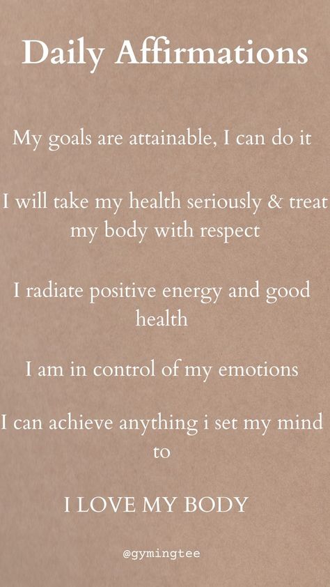 Healthy Affirmations, Feeling Unmotivated, Healthy Body Images, Morning Mantra, Pick Yourself Up, Love My Body, At Home Workout Plan, Positive Self Affirmations, Positive Mind