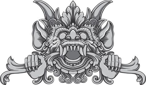 Bali Demons Vector Element Royalty-Free Stock Image - Storyblocks Demon Art Tattoo, Balinese Tattoo, Neck Tattoo For Guys, Chest Tattoo Men, Japan Tattoo, Line Art Tattoos, Alien Concept Art, Thai Art, Demon Art