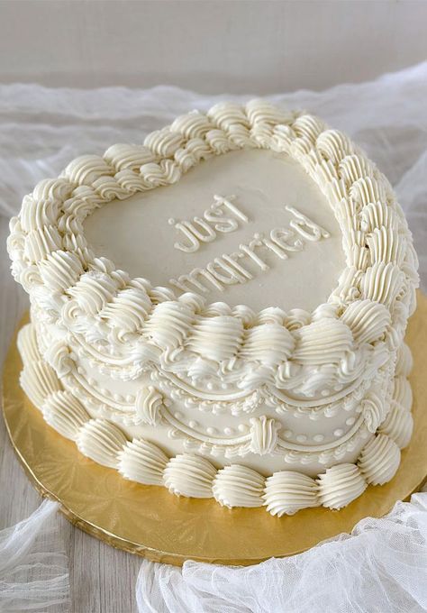 Just married cake, Just married wedding cake, Just married heart cake, Just married cake ideas, just married cake vintage, buttercream wedding cake, minimalist wedding cake, simple wedding cake, vintage wedding cake, wedding cake designs Just Married Sheet Cake, Vintage Just Married Cake, Wedding Cake Heart Shape, Vintage Wedding Heart Cake, Just Married Heart Cake, White Vintage Heart Cake, White Heart Cake, Just Married Wedding Cake, Just Married Cake