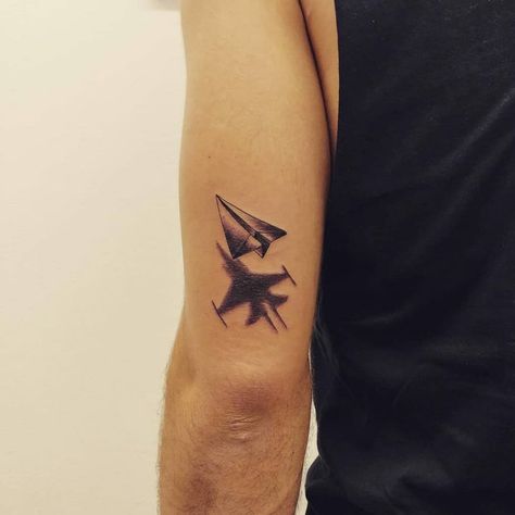 Aircraft Tattoo Aircraft Tattoo Ideas, Impossible Tattoo, Eagle Tattoo Forearm, Aircraft Tattoo, America Tattoo, Paper Airplane Tattoos, Paper Plane Tattoo, Tattoo 2022, Pilot Tattoo