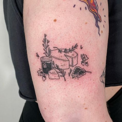 cole degenstein’s Instagram photo: “scones with brie and strawberry jam for Anita 🍓 • • • • • #montrealtattoo #montrealtattooartist #mtltattoo #quebectattoo #queertattoo…” Kiki's Delivery Service Tattoo, L Tattoo, Tattoo Now, Tattoo Apprentice, Tattoo Portfolio, Aesthetic Tattoo, Nature Tattoos, Strawberry Jam, Body Modifications