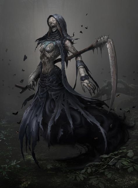 Female Grim Reaper, Dark Spirit, Fantasy Writer, Fantasy Monster, Horror Characters, Soul Art, 판타지 아트, Grim Reaper, Dark Souls