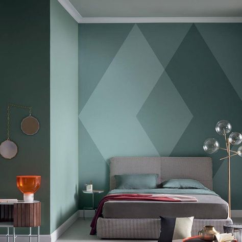 Green Contemporary Wall Mural Decal Personalized Size Harlequin Wall Covering for Guest Room Boys Bedroom Colour Scheme, Harlequin Wall, Bedroom Wallpaper Accent Wall, Bedroom Paint Colors Master, Feature Wall Living Room, Wall Mural Decals, Deco Studio, Accent Walls In Living Room, Bedroom Wall Paint