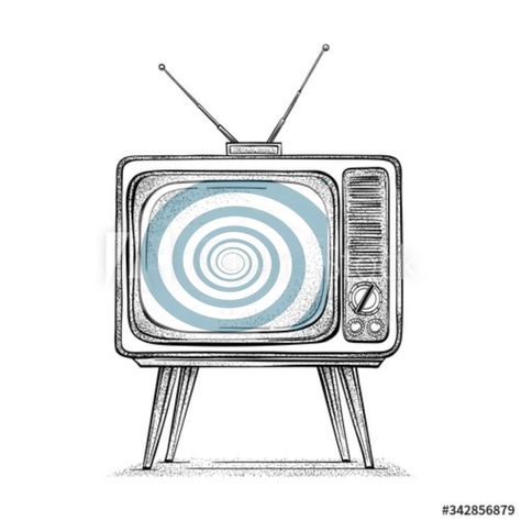 Twilight Zone Drawing, Static Tv Tattoo, Retro Tv Drawing, Object Drawings, Tv Tattoo, Super Mario Coloring Pages, Art Eras, Mario Coloring Pages, Pop Art Illustration