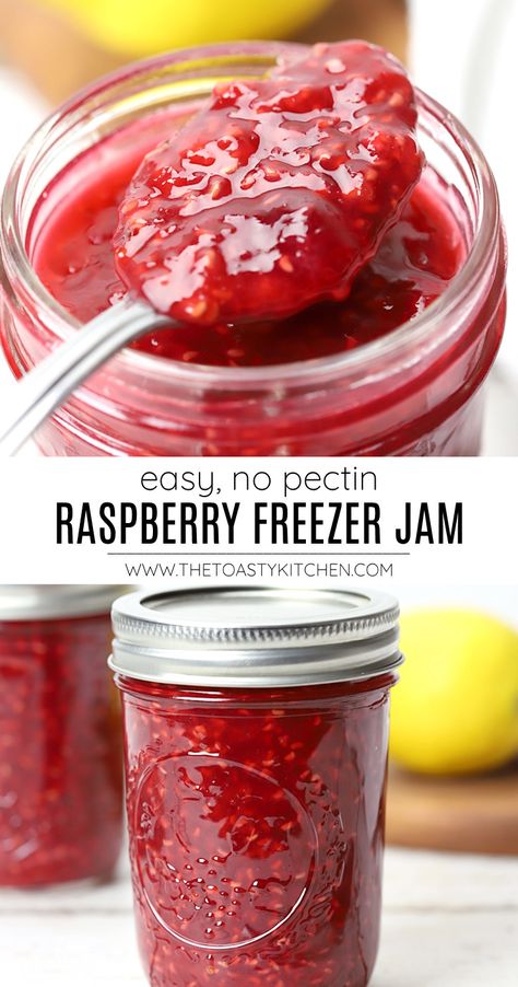 Raspberry Jam No Pectin, Small Batch Jam, Raspberry Freezer Jam, Homemade Raspberry Jam, Strawberry Freezer Jam, Raspberry Jam Recipe, Freezer Jam Recipes, Home Canning Recipes, Jam Recipes Homemade