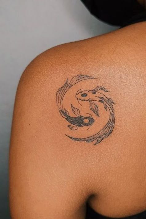 Yin Yang Tattoos, Pisces Tattoos, Koi Tattoo, Petite Tattoos, Men Tattoos, Fish Tattoo, Shoulder Tattoos For Women, Matching Tattoo, Discreet Tattoos