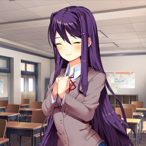 Yuri icons Infp Characters, Natsuki And Yuri, Purple Characters, Yuri Icon, Ddlc Yuri, Yuri Ddlc, Kin List, Anime Expo, Doki Doki Literature Club