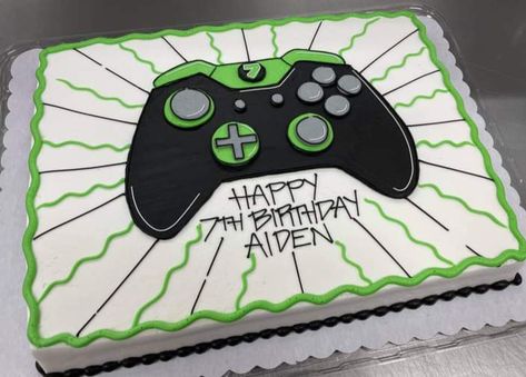 Gaming Party Cake Ideas, Video Game Sheet Cake, Video Game Cookie Cake, Xbox Birthday Party Cake, Game On Birthday Cake, Gamer Birthday Cake Ideas, Gamer Cakes For Boys, Video Game Controller Cake, Video Game Cakes For Boys