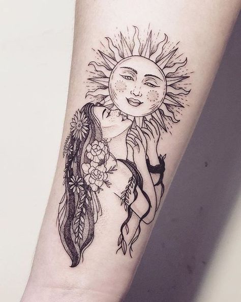 Tattoo Sonne, 9 Tattoo, Virgo Tattoo Designs, Hippie Tattoo, Tattoo Couple, Virgo Tattoo, Kunst Tattoos, Inspiration Tattoos, Sun Tattoos