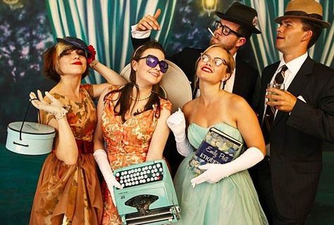 Have your guests dress the part, too, for even more awesome Mad Men photo ops!  Source: Hostess With the Mostess Mad Men Party, Hollywood Party Theme, Galaxy Photos, Adult Party Themes, Vintage Photo Booths, Latina Outfit, Hollywood Theme, Men Party, 50th Party