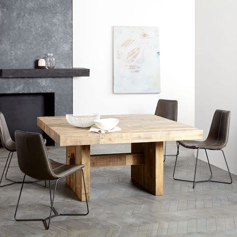 Emmerson® Reclaimed Wood Square Dining Table (60" Sq.) Modern Wooden Dining Table Square, Square Rustic Dining Table, Square Dining Table For 8, Square Wooden Dining Table For 8, Industrial Square Dining Table, West Elm Dining Table, Chunky Furniture, 48” Square Table, Farmhouse Kitchen Tables 46” Square