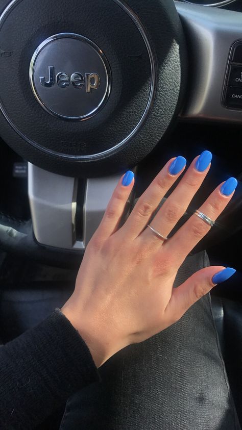 Ring In The Blue Year Opi, Pacific Blue Nails, Opi Blue Nails, Opi Blue Colors, Carolina Blue Nails, Bright Gel Nails, Opi Blue, Rounded Acrylic Nails, Beachy Nails