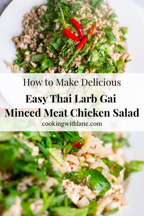 Lao Sausage Recipe, Thai Larb, Larb Gai, Chicken Larb, Larb Recipe, Laos Food, Mind Hacks, Thai Salads, Meat Salad