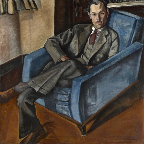 Paraskeva Clark, Philip Clark, Esq., 1933, oil on canvas, 127.7 x 128.3 cm, Art Gallery of Ontario, Toronto. \ Blue \ Armchair \ Portraiture \ Alberto Morrocco, Thomas Hart Benton, Art Gallery Of Ontario, Digital Museum, Collaborative Art, Canadian Art, Russian Art, Italian Artist, Artist Paint