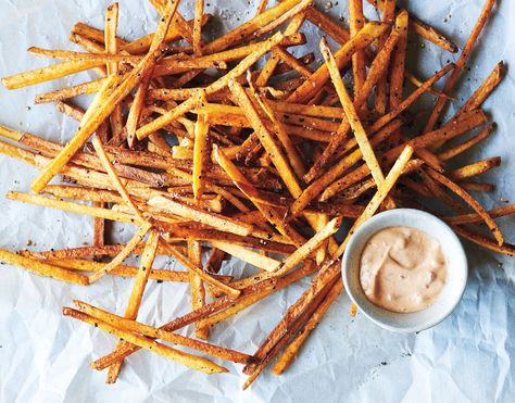 extra-crispy potato sticks. Sweet Potato Sticks, Banana Leaf Plates, Baked Taquitos, Taquitos Beef, Whole 30 Snacks, Fried Artichoke, Cilantro Chutney, Potato Salads, Potato Sticks