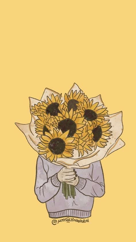 Sunflower Illustration, Arte Van Gogh, Sunflower Wallpaper, Architecture Concept Drawings, Cute Simple Wallpapers, Art Wallpaper Iphone, Sunflower Art, Flower Phone Wallpaper, Vintage Poster Art