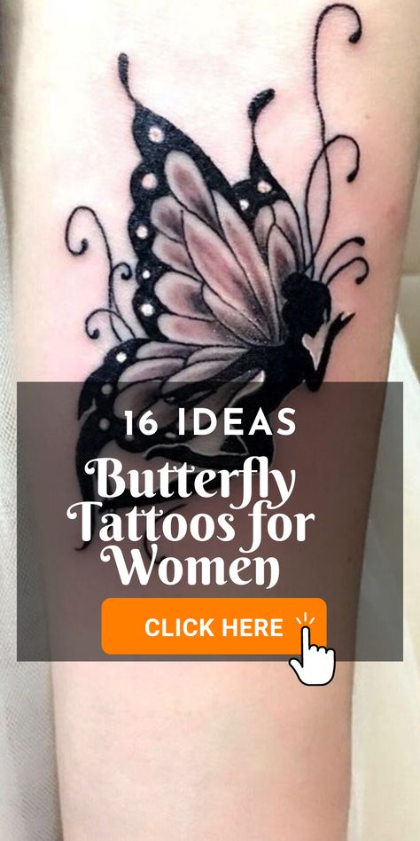 Explore the symbolic metamorphosis of butterfly tattoos for women. Discover designs that represent personal growth, transformation, and the journey of self-discovery. Angel With Butterfly Wings Tattoo, Butterfly Tatoos Woman, Self Growth Tattoo Ideas Butterfly, Woman Butterfly Tattoo, Butterfly Angel Tattoo, Dancing Butterfly Tattoo, Butterfly Fairy Tattoo, Monarch Butterfly Tattoo Black And White, Spiritual Butterfly Tattoos For Women