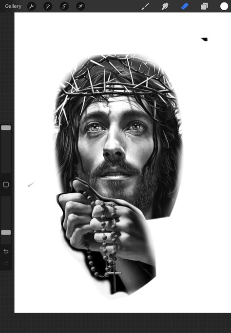 Christus Tattoo, Jesus Christ Tattoo, Jesus Tattoo Design, Half Sleeve Tattoo Stencils, Unique Half Sleeve Tattoos, Chicano Tattoos Sleeve, Christ Tattoo, Realistic Tattoo Sleeve, Jesus Drawings