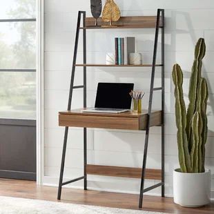 Wayfair | Desks You'll Love in 2022 Leaning Desk, Essential Office Supplies, Ladder Desk, Office Furniture Set, Leaning Ladder, Being Productive, Laminated Mdf, Home Office Furniture Desk, Walnut Desks