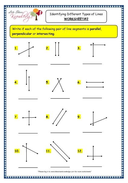 Grade 3 Maths Worksheets: (14.2 Geometry: Identifying Different Types of Lines) Geometry Worksheet Class 2, Types Of Lines Math, Grade 3 Geometry Worksheets, Geometry Lines And Angles, Basic Geometry Worksheets, Geometry Worksheet Class 3, Types Of Lines Worksheet, Grade 2 Geometry, Worksheets For 3rd Grade