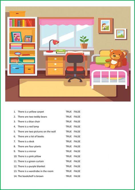 Bedroom Vocabulary English, Bedroom Worksheet, Bedroom Vocabulary, English Learning Books, English Teaching Materials, Learning English For Kids, English Worksheets For Kids, Kids English, English Language Teaching