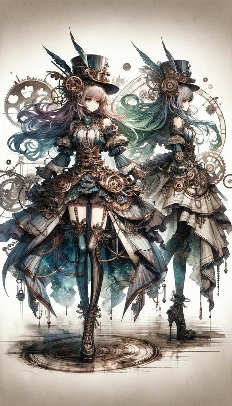 Steampunk Anime Art, Steampunk Character Design, Steampunk Angel, Steampunk Images, Steampunk Character, Steampunk Fairy, Steampunk Characters, Steampunk Artwork, Mode Steampunk