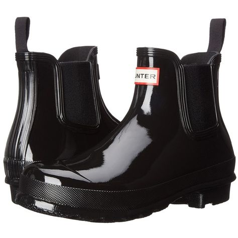 Hunter Original Chelsea Boots Gloss (Black) Women's Rain Boots ($135) ❤ liked on Polyvore featuring shoes, boots, ankle booties, ankle boots, black waterproof boots, waterproof rain boots, waterproof boots, rubber boots and waterproof rubber boots Hunter Chelsea Boots, Hunter Chelsea, Women's Rain Boots, Water Shoes Women, Chelsea Rain Boots, Hiking Shoes Women, Hunter Rain Boots, Womens Rain Boots, Ankle Boots Black