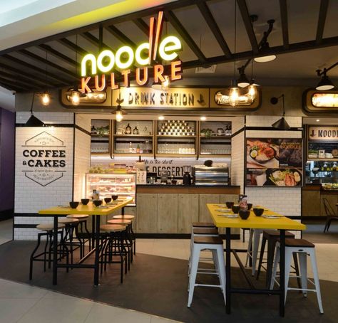 Noodle Bar Interior, Qsr Restaurant Design, Noodle Restaurant Design, Noodle Bar Design, Fastfood Design Interiors, Wall Design Restaurant, Orange Restaurant, Food Court Design, Resturant Design