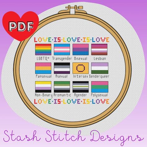 LGBTQ Pride Flags Cross Stitch Pattern | Etsy Lgbtq Pride Flags, Heart Cross Stitch Pattern, Flag Cross Stitch, Progress Pride Flag, Heart Cross Stitch, Embroidery Hoop Wall, Tiny Cross Stitch, Sewing Crafts Tutorials, Cross Stitch Books