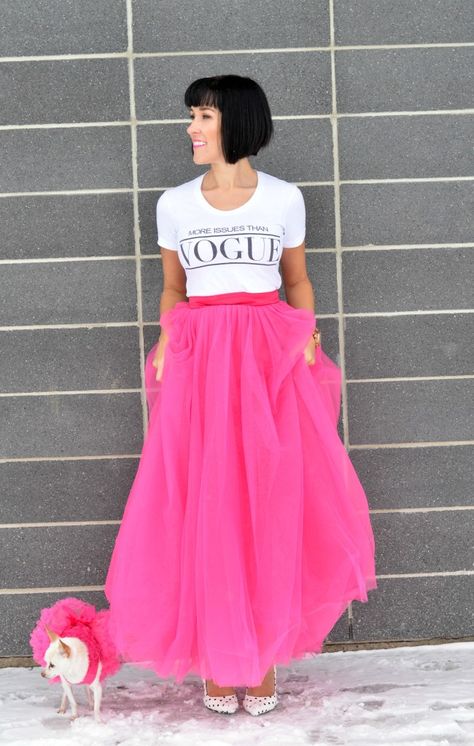 Hot Pink Tulle Skirt Outfit, Pink Tulle Skirt Outfit, Hot Pink Skirt Outfit, Hot Pink Tulle Skirt, Tulle Skirt Outfit, Pink Skirt Outfits, Tulle Skirts Outfit, Skirt Outfit Summer, Hot Pink Skirt