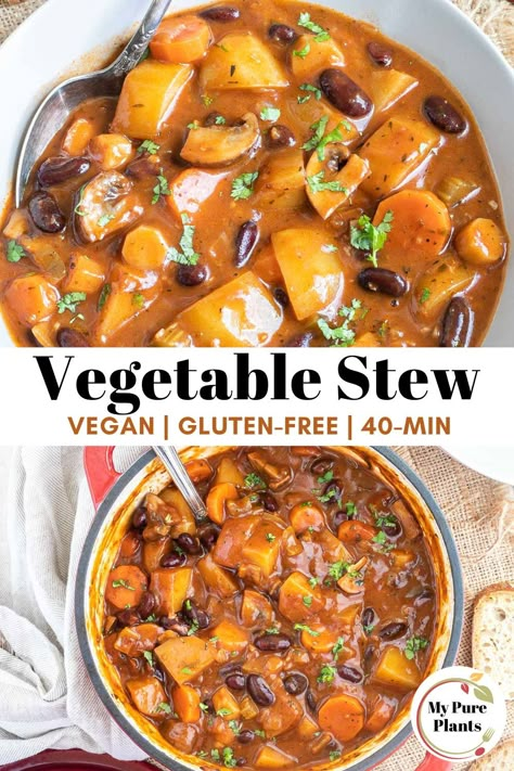 Veggie Stew Recipes, Red Wine And Chocolate, Vegan Stew Recipes, Veg Stew, Nutritious Vegetables, Vegetable Slow Cooker, Vegetable Stew Recipe, Vegetarian Stew, Wine And Chocolate