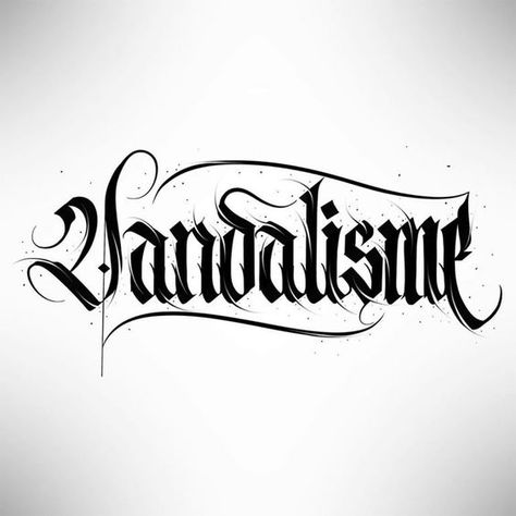 Calligraphie « Vandalisme » · Fond Noir Tattoo Font #font fonts #fonts blackletter fonts #blackletterfonts blackletter font #blackletterfont 2.661 Blackletter Tattoo, Traditional Chicano Tattoos, Chicano Tattoos Lettering, Noir Tattoo, Calligraphy Tattoo Fonts, Tattoo Lettering Alphabet, Tattoo Fonts Alphabet, Chicano Lettering, Tattoo Lettering Styles