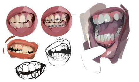 Teeth Drawing, Teeth Art, Lips Art, Drawing Faces, Anatomy Reference, Anatomy Art, 영감을 주는 캐릭터, Digital Art Tutorial, Art Studies