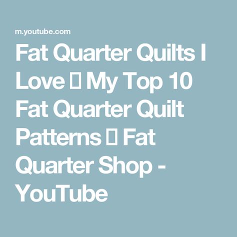 Fat Quarter Quilts I Love 😍 My Top 10 Fat Quarter Quilt Patterns 😍 Fat Quarter Shop - YouTube Free Fat Quarter Quilt Patterns, Fat Quarter Quilt Patterns, Irish Chain Quilt Pattern, Free Applique Patterns, Fat Quarter Quilt Pattern, Lattice Quilt, Lap Quilt Patterns, Dresden Quilt, Irish Chain Quilt