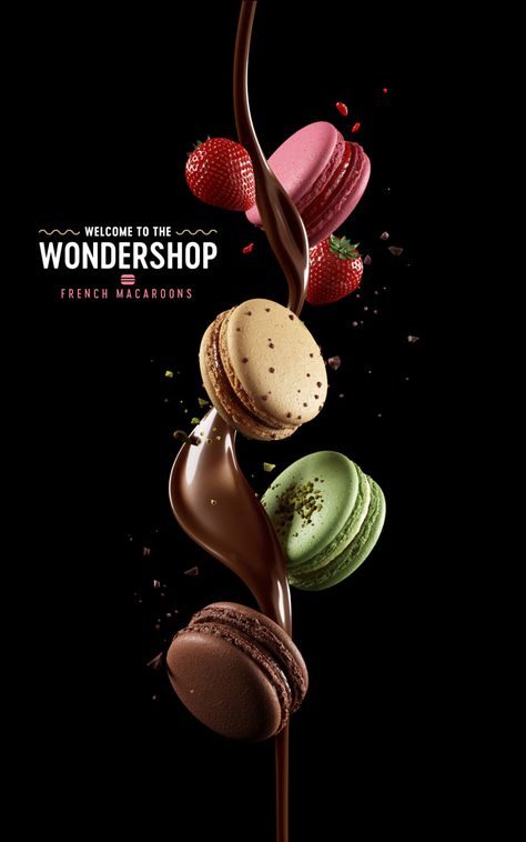 3D Macaroons | Wondershop by Andre Caputo on Behance 광고 디자인, Creative Advertising Design, Publicidad Creativa, Food Advertising, Food Graphic Design, Graphic Design Lessons, Art Digital Art, Creative Poster Design, Food Packaging Design