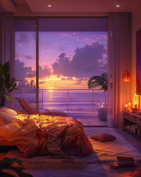 80s Interior Design, 80s Interior, Retro Interior Design, Purple Rooms, Retro Interior, Dream Apartment, Design Your Dream House, Awesome Bedrooms, Sunset Beach