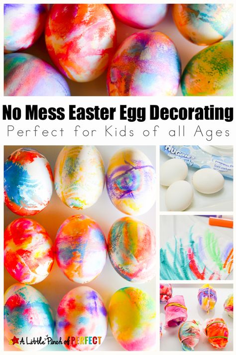 No Mess Easter Egg Decorating Method for Kids Using Markers: Easy for kids of all ages including toddlers and preschoolers, and the eggs turn out beautiful. Tie Dye Easter Eggs, Preschool Easter, Dye Easter Eggs, Easter Preschool, Easter Theme, Easter Egg Dye, Easter Egg Crafts, Easter Egg Painting, Toddler Easter