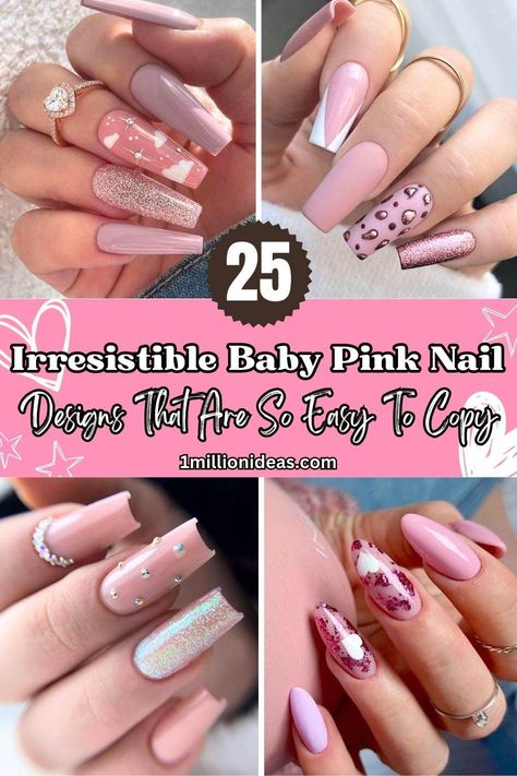 25 Irresistible Baby Pink Nail Designs That Are So Easy To Copy - 162 Babyshower Nails For A Girl, Baby Girl Nails Ideas, Girl Baby Shower Nails, Baby Pink Nails Ideas, Baby Pink Nails Design, Baby Pink Nail Designs, Pink Baby Shower Nails, Baby Shower Nails Girl