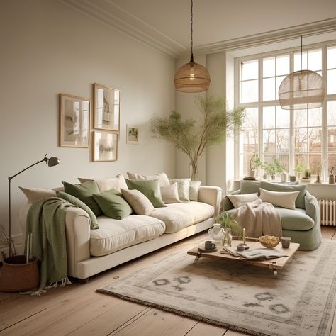 "Drench your living room in the soft, understated elegance of cream and green. Linen cushion covers in these earthy tones on a cream sofa bring a touch of nature indoors, creating a harmonious and inviting ambiance. Perfect for those looking for simplicity and warmth in their decor! 🍃🌾💡" #CreamAndGreen #LinenCushions #CushionCovers #HomeDecor #LivingRoomInspo #InteriorDesign #EarthyTones #NaturalVibes #MinimalistDecor 🍃🌾💡 Beige Sofa Living Room, Sage Living Room, House Dubai, Earth Tone Living Room, Sage Green Living Room, Green Living Room Decor, Earthy Living Room, Room Hacks, Beige Living Rooms