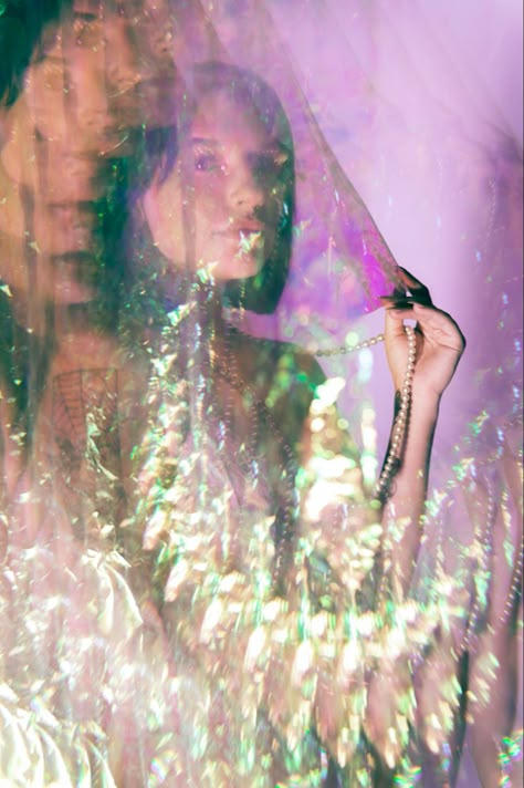 Cellophane plastic editorial photoshoot, la photographer, fashion photography, photoshoot inspiration, female photographer, cellophane holographic portraits, pink purple imagery Cellophane Photoshoot Ideas, Cellophane Photoshoot, Vaporwave Photoshoot, Iridescent Photoshoot, Holographic Photoshoot, Plastic Editorial, Reflective Photoshoot, Plastic Photoshoot, Iridescent Outfit