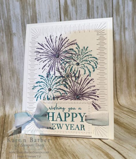 Light The Sky Stampin Up Cards, Stampin Up New Years Cards, New Year Cards Handmade Simple, New Year Cards Handmade Ideas, New Year Cards Handmade, New Year Card Making, New Year Cards, Stamping Projects, Happy New Year Cards