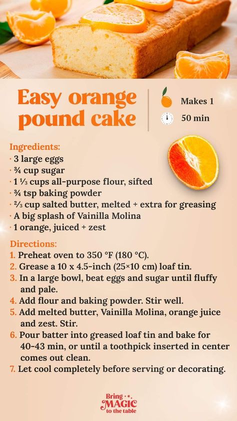 Orange Cake Recipe From Scratch, Easy Orange Pound Cake, Easy Orange Cake Recipe, Recipes Written, Orange Pound Cake, Homemade Cookbook, Orange Cake Recipe, Cake Recipes Easy Homemade, Quick Recipes Snacks