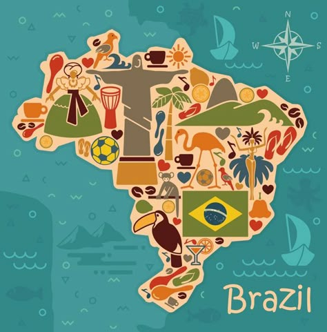 Brazilian Culture - Traditions, Customs, & More • I Heart Brazil Brazil Map, Brazilian Culture, Brazil Art, Brazil Culture, Brazil Flag, Whatsapp Wallpaper, Latin American, The Nature, Vector Art