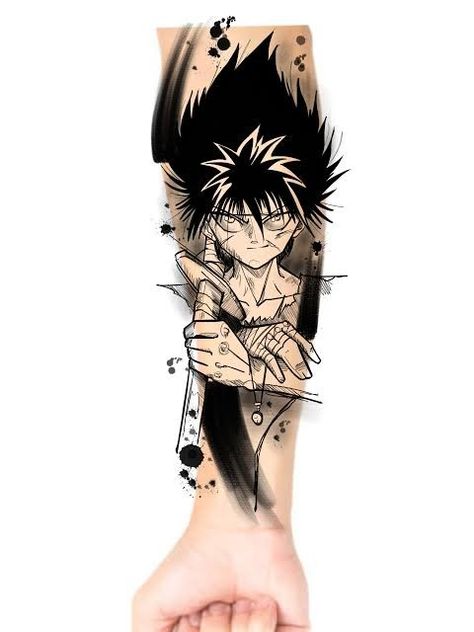 Hiei Tattoo, Blackwork, Flower Tattoo, Tattoos, Black